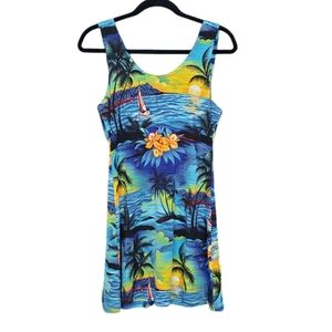 Vintage 90s Slinky Tropical Mini Dress Swim Coverup S Handmade